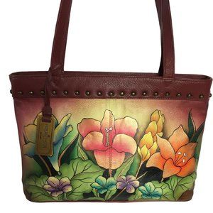 Anuschka BOGO Sale NEVER USED Handpainted Leather Satchel Shoulder Bag Floral